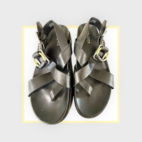 J Slide - Platform Sandal with Gold and Silver Buckle details. - Picture 2 of 5